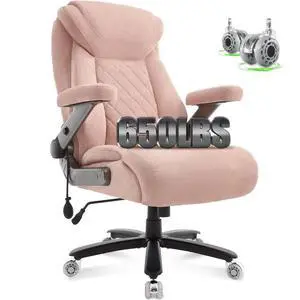 650lbs Big and Tall Office Chair with Thick Spring Cushion,5D Flip Arm Ergonomic Executive Office Chair Adjustable Lumbar Airbag&Extra Wide,Comfy Large Padded Heavy Duty Game Chair,Pinkcloth 650lbs Big and Tall Office Chair with Thick Spring Cushion,5D Flip Arm Ergonomic Executive Office Chair Adjustable Lumbar Airbag&Extra Wide,Comfy Large Padded Heavy Duty Game Chair,Pinkcloth