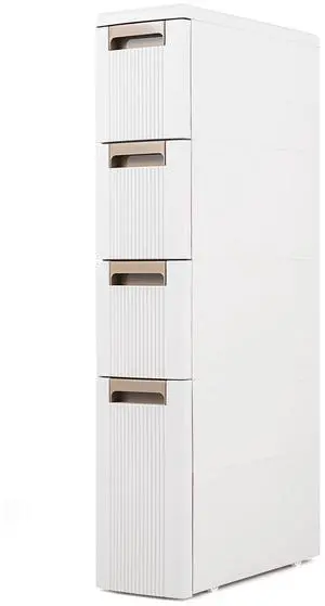 4-Tier Narrow Storage Cabinet, Slim Rolling Cart with 4 Drawers & 3 Removable Dividers, Plastic Storage Organizer with Wheels for Small Spaces Bathroom Kitchen 4-Tier Narrow Storage Cabinet, Slim Rolling Cart with 4 Drawers & 3 Removable Dividers, Plastic Storage Organizer with Wheels for Small Spaces Bathroom Kitchen