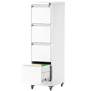 4 Drawer File Cabinet with Lock, Vertical Metal Filing Cabinet White | 54.3"H x 15"W x 18"D Rolling Office Storage Cabinet with Wheels, Fit Letter, Legal, A4 and F4, Assembly Required 4 Drawer File Cabinet with Lock, Vertical Metal Filing Cabinet White | 54.3"H x 15"W x 18"D Rolling Office Storage Cabinet with Wheels, Fit Letter, Legal, A4 and F4, Assembly Required