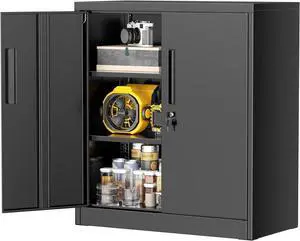 36" Metal Office Storage Locking Cabinet, Lockable Garage Storage Cabinets, High Office File Cabinet with Adjustable Shelves for Garage(Black) 36" Metal Office Storage Locking Cabinet, Lockable Garage Storage Cabinets, High Office File Cabinet with Adjustable Shelves for Garage(Black)