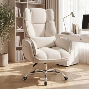 Big and Tall Office Chair, Flip Armrests with Side Pockets, Comfy Criss Cross Office Chair with Extra-Wide Plush Seat, 150° Reclining Executive Office Chair, Chenille Upholstery, Beige Big and Tall Office Chair, Flip Armrests with Side Pockets, Comfy Criss Cross Office Chair with Extra-Wide Plush Seat, 150° Reclining Executive Office Chair, Chenille Upholstery, Beige