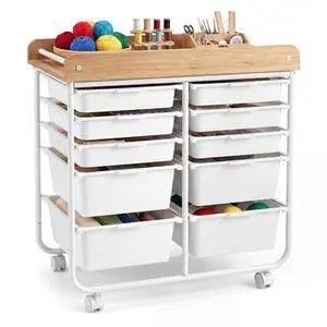 10-Drawer Rolling Cart Mobile Storage Organizer | Wooden Top,Metal Frame,Lockable Wheels,Built-in Handles,For Office Study School Classroom 10-Drawer Rolling Cart Mobile Storage Organizer | Wooden Top,Metal Frame,Lockable Wheels,Built-in Handles,For Office Study School Classroom