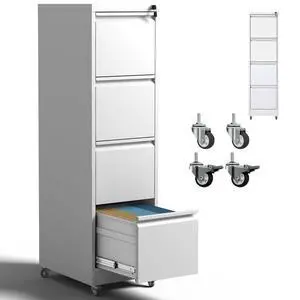 4 Drawer Mobile File Cabinet with Lock,White Metal Filing Cabinets | Vertical File Cabinet with Wheels,Heavy Duty Home Office Storage Cabinet for A4/Letter/Legal Size File,Assembly Required 4 Drawer Mobile File Cabinet with Lock,White Metal Filing Cabinets | Vertical File Cabinet with Wheels,Heavy Duty Home Office Storage Cabinet for A4/Letter/Legal Size File,Assembly Required