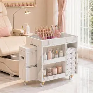 Storage Pedicure Cart, Lockable Mobile Foot Nail Trolley2099 | Large Size, Comfort Foot Rest, Side Storage Shelf, 2-tier Storage Rack, Spacious Desktop Storage Pedicure Cart, Lockable Mobile Foot Nail Trolley2099 | Large Size, Comfort Foot Rest, Side Storage Shelf, 2-tier Storage Rack, Spacious Desktop