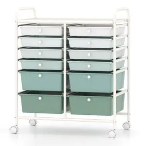 12 Drawer Rolling Storage Cart, Utility Cart w/Wheels for Paper Tool Makeup, Art Supplies Craft Organizers for Home Teacher Office School Classroom, Mobile Drawer Carts (Gradient Green) 12 Drawer Rolling Storage Cart, Utility Cart w/Wheels for Paper Tool Makeup, Art Supplies Craft Organizers for Home Teacher Office School Classroom, Mobile Drawer Carts (Gradient Green)