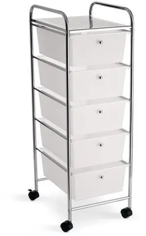 5 Drawer Clear Rolling Cart - Mobile Organizer with Removable Drawers, Swivel & Locking Casters, Durable Tubular Frame - 1 Set 5 Drawer Clear Rolling Cart - Mobile Organizer with Removable Drawers, Swivel & Locking Casters, Durable Tubular Frame - 1 Set