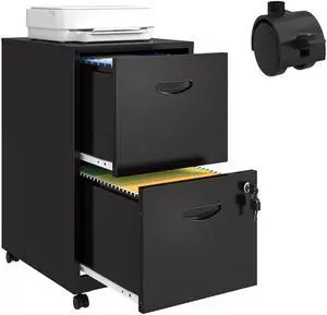 2 Drawer File Cabinet with Lock, Metal Filing Cabinets with Wheels | Rolling File Cabinets for Home Office, Office File Cabinet, for Holding Letters and File Boxes, Assembly Required, Black 2 Drawer File Cabinet with Lock, Metal Filing Cabinets with Wheels | Rolling File Cabinets for Home Office, Office File Cabinet, for Holding Letters and File Boxes, Assembly Required, Black