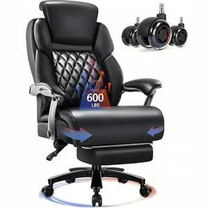Big and Tall Office Chair with Footrest and Lifting Headrest,Leather Chair for Heavy People,Executive Office Chair,Adjustable Lumber Support 600LBS Big and Tall Office Chair with Footrest and Lifting Headrest,Leather Chair for Heavy People,Executive Office Chair,Adjustable Lumber Support 600LBS