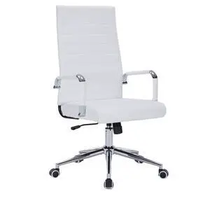 White Desk Chair with Wheels, Leather Office Chair Back Support | Ergonomic High Back Office Chair with Arms, Executive Swivel Rolling Chair for Office, Home Workspace and Conference Room White Desk Chair with Wheels, Leather Office Chair Back Support | Ergonomic High Back Office Chair with Arms, Executive Swivel Rolling Chair for Office, Home Workspace and Conference Room