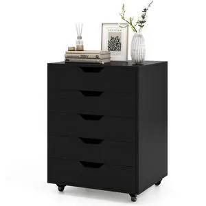 Byroce 5-Drawer Storage Cabinet with Wheels, Mobile Office Cabinet, Black | Keep files, office supplies and daily essentials organized in five spacious drawers with smooth-rolling lockable wheels Byroce 5-Drawer Storage Cabinet with Wheels, Mobile Office Cabinet, Black | Keep files, office supplies and daily essentials organized in five spacious drawers with smooth-rolling lockable wheels