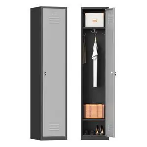 Metal Locker with Keys, Metal Employee Lockers with Hooks | for School Office Gym Garage Home, Steel Storage Locker Cabinet, Assembly Required, Black Gray Metal Locker with Keys, Metal Employee Lockers with Hooks | for School Office Gym Garage Home, Steel Storage Locker Cabinet, Assembly Required, Black Gray