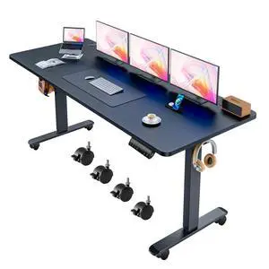 Electric Adjustable Standing Desk, 70.8'' x 27''Sit Stand Desk with Dual Crossbeam Structure and Oversized Mouse Pad, 27''-45'' Lifting Range Stand up Desk(Black) Electric Adjustable Standing Desk, 70.8'' x 27''Sit Stand Desk with Dual Crossbeam Structure and Oversized Mouse Pad, 27''-45'' Lifting Range Stand up Desk(Black)