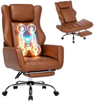 Kneading Massage Office Chair Flip-up Armrest for Home/Office | Brown Leather,Footrest,Criss Cross,Swivel,Ergonomic,Lumbar Support, Adjustable Big and Tall Executive Desk Chair Gaming Kneading Massage Office Chair Flip-up Armrest for Home/Office | Brown Leather,Footrest,Criss Cross,Swivel,Ergonomic,Lumbar Support, Adjustable Big and Tall Executive Desk Chair Gaming
