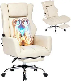Kneading Massage Office Chair Flip-up Armrest for Home/Office | Beige Leather,Footrest,Criss Cross,Swivel,Ergonomic,Lumbar Support, Adjustable Big and Tall Executive Desk Chair Gaming Kneading Massage Office Chair Flip-up Armrest for Home/Office | Beige Leather,Footrest,Criss Cross,Swivel,Ergonomic,Lumbar Support, Adjustable Big and Tall Executive Desk Chair Gaming