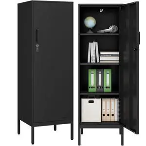 Metal Storage Cabinet with Lock, 4 Tier Lockable Cabinet, Dorm Lockers for Employee, Changing Room,Home, Office, School, Gym, Garage (Black, 15.75" D x 15.75" W x 49.21" H) Metal Storage Cabinet with Lock, 4 Tier Lockable Cabinet, Dorm Lockers for Employee, Changing Room,Home, Office, School, Gym, Garage (Black, 15.75" D x 15.75" W x 49.21" H)