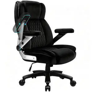 Big and Tall Office Chair 600lbs with 5D Flip Arms, Heavy Duty Executive Office Chairs, Ergonomic Desk Chair with Adjustable Lumbar Support & Rubber Wheels, Velvet Fabric, Black Big and Tall Office Chair 600lbs with 5D Flip Arms, Heavy Duty Executive Office Chairs, Ergonomic Desk Chair with Adjustable Lumbar Support & Rubber Wheels, Velvet Fabric, Black