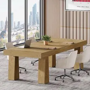 5 ft Conference Table, Heavy Duty Rectangular Modern Industrial Meeting Table with 4 Tapered Legs for Office, Black Workstation for Home or Business (1, Brown) 5 ft Conference Table, Heavy Duty Rectangular Modern Industrial Meeting Table with 4 Tapered Legs for Office, Black Workstation for Home or Business (1, Brown)