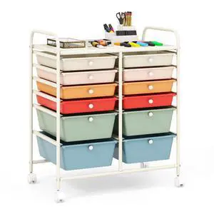 12 Drawer Rolling Storage Cart, Utility Cart w/Wheels for Paper Tool Makeup, Art Supplies Craft Organizers for Home Teacher Office School Classroom, Mobile Drawer Carts (Macaron) 12 Drawer Rolling Storage Cart, Utility Cart w/Wheels for Paper Tool Makeup, Art Supplies Craft Organizers for Home Teacher Office School Classroom, Mobile Drawer Carts (Macaron)