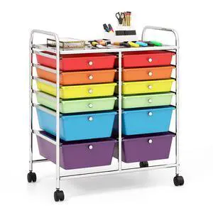 12 Drawer Rolling Storage Cart, Utility Cart w/Wheels for Paper Tool Makeup, Art Supplies Craft Organizers for Home Teacher Office School Classroom, Mobile Drawer Carts (Multicolor) 12 Drawer Rolling Storage Cart, Utility Cart w/Wheels for Paper Tool Makeup, Art Supplies Craft Organizers for Home Teacher Office School Classroom, Mobile Drawer Carts (Multicolor)