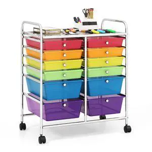 12 Drawer Rolling Storage Cart, Utility Cart w/Wheels for Paper Tool Makeup, Art Supplies Craft Organizers for Home Teacher Office School Classroom, Mobile Drawer Carts (Color) 12 Drawer Rolling Storage Cart, Utility Cart w/Wheels for Paper Tool Makeup, Art Supplies Craft Organizers for Home Teacher Office School Classroom, Mobile Drawer Carts (Color)