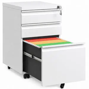 3 Drawer Mobile File Cabinet Fully Assembled, White | 15"W x 17"D x 24"H, Fit Letter/Legal/A4, Vertical, Locking, Steel, Under Desk Storage, Filing Cabinet, Home Office 3 Drawer Mobile File Cabinet Fully Assembled, White | 15"W x 17"D x 24"H, Fit Letter/Legal/A4, Vertical, Locking, Steel, Under Desk Storage, Filing Cabinet, Home Office