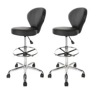 PVC Faux Leather Drafting Chair Set of 4 Rolling Swivel Salon Stool with Back Foot Rest Adjustable Hydraulic Seat Height 30 Inch Diameter 15 in Lumbar Support for Massage Facial Spa 2 Pack PVC Faux Leather Drafting Chair Set of 4 Rolling Swivel Salon Stool with Back Foot Rest Adjustable Hydraulic Seat Height 30 Inch Diameter 15 in Lumbar Support for Massage Facial Spa 2 Pack