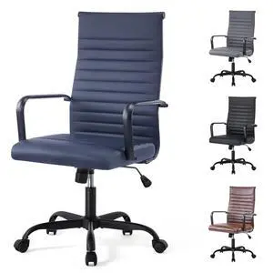 Office Chair, Adjustable Desk Chair, Mid-Back Ergonomic Conference Room Chairs, Comfortable Leather Executive Ribbed Computer Chair, Swivel Chair with Casters for Home Office Office Chair, Adjustable Desk Chair, Mid-Back Ergonomic Conference Room Chairs, Comfortable Leather Executive Ribbed Computer Chair, Swivel Chair with Casters for Home Office