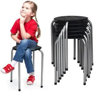 6 Pack Stackable Stool, 17.5 Kids Stacking Decoration Stool Set w/Metal Frame & Plastic Seat, Backless Round Flexible Seating for Children's Table, School, Classroom(6 Piece, Gray) 6 Pack Stackable Stool, 17.5 Kids Stacking Decoration Stool Set w/Metal Frame & Plastic Seat, Backless Round Flexible Seating for Children's Table, School, Classroom(6 Piece, Gray)