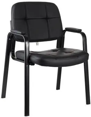 Classic Reception Chair with Padded Armrests and Sturdy Steel Frame, Ergonomic Guest Chair for Office Conference Waiting Meeting Room, Black (1 Pack) Classic Reception Chair with Padded Armrests and Sturdy Steel Frame, Ergonomic Guest Chair for Office Conference Waiting Meeting Room, Black (1 Pack)