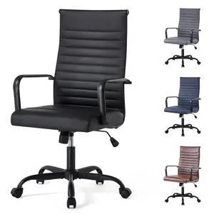 Office Chair, Adjustable Desk Chair, Mid-Back Ergonomic Conference Room Chairs, Comfortable Leather Executive Ribbed Computer Chair, Swivel Chair with Casters for Home Office Office Chair, Adjustable Desk Chair, Mid-Back Ergonomic Conference Room Chairs, Comfortable Leather Executive Ribbed Computer Chair, Swivel Chair with Casters for Home Office