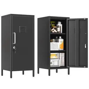 35.43" H Metal Locker Storage Cabinet, Office Locker with 2 Adjustable Shelves, Steel Cabinet with 1 Door, High Legs Organizer for Home Office, Kitchen, Living Room, Bedroom and Bathroom 35.43" H Metal Locker Storage Cabinet, Office Locker with 2 Adjustable Shelves, Steel Cabinet with 1 Door, High Legs Organizer for Home Office, Kitchen, Living Room, Bedroom and Bathroom
