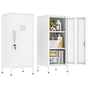 35.43" H Metal Locker Storage Cabinet, Office Locker with 2 Adjustable Shelves, Steel Cabinet with 1 Door, High Legs Organizer for Home Office, Kitchen, Living Room, Bedroom and Bathroom 35.43" H Metal Locker Storage Cabinet, Office Locker with 2 Adjustable Shelves, Steel Cabinet with 1 Door, High Legs Organizer for Home Office, Kitchen, Living Room, Bedroom and Bathroom