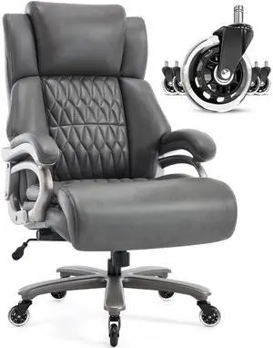 Big and Tall Office Chair, High Back Large Executive Computer Desk Chair | Adjustable Lumbar Support, Quiet Rubber Wheels, Heavy Duty Metal Base, Ergonomic Design, Large Office Chair, 400lbs Big and Tall Office Chair, High Back Large Executive Computer Desk Chair | Adjustable Lumbar Support, Quiet Rubber Wheels, Heavy Duty Metal Base, Ergonomic Design, Large Office Chair, 400lbs