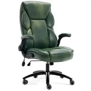 Executive Office Chair - Adjustable Inflatable Lumbar Support, Flip Up Arms, Heavy Duty Metal Base, Breathable PU Leather Ergonomic High Back Computer Chair Desk Chair, Thick Padded | Green Executive Office Chair - Adjustable Inflatable Lumbar Support, Flip Up Arms, Heavy Duty Metal Base, Breathable PU Leather Ergonomic High Back Computer Chair Desk Chair, Thick Padded | Green