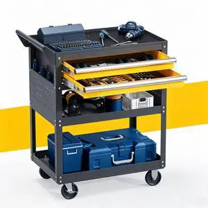 5-Tier Heavy Duty Rolling Tool Cart, 400 lbs Steel Utility Cart with 2 Drawers, Pegboard & Lockable Design, Storage Organizer for Garage, Workshop, Warehouse & Mechanic 5-Tier Heavy Duty Rolling Tool Cart, 400 lbs Steel Utility Cart with 2 Drawers, Pegboard & Lockable Design, Storage Organizer for Garage, Workshop, Warehouse & Mechanic