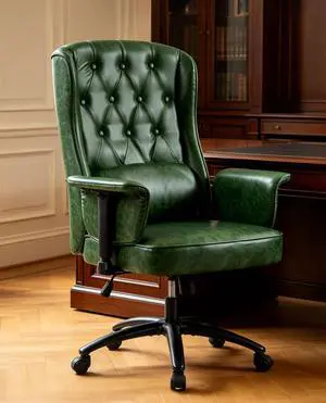 Vintage Office Chair Executive Desk Leather Chairs for Office/Home | Ergonomic,Lumbar Support,Height Adjustable Armrest,Green,90°-110° Rocking Function,Swivel Vintage Office Chair Executive Desk Leather Chairs for Office/Home | Ergonomic,Lumbar Support,Height Adjustable Armrest,Green,90°-110° Rocking Function,Swivel