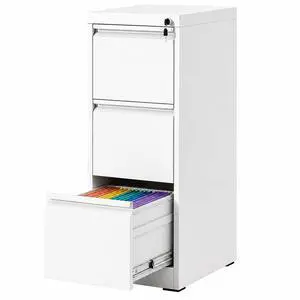 3 Drawer File Cabinet with Lock, Vertical Metal Filing Cabinet White | 40.4"H x 15"W x 18"D, Office Storage Cabinet for Home Office, Fit Letter, Legal, A4 and F4, Assembly Required 3 Drawer File Cabinet with Lock, Vertical Metal Filing Cabinet White | 40.4"H x 15"W x 18"D, Office Storage Cabinet for Home Office, Fit Letter, Legal, A4 and F4, Assembly Required