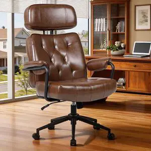 Mid Century Modern Home Office Desk Chair Comfy, Office Chair Big and Tall | High Back Executive Office Chair, Ergonomic Computer Chairs, Wide Seat, Pu Leather, Rolling Chair with Wheels, Caramel Mid Century Modern Home Office Desk Chair Comfy, Office Chair Big and Tall | High Back Executive Office Chair, Ergonomic Computer Chairs, Wide Seat, Pu Leather, Rolling Chair with Wheels, Caramel