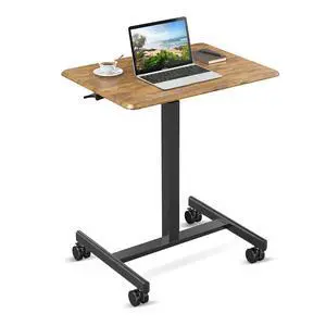 Mobile Small Standing Desk - Rolling Desk with Adjustable Height and Lockable Wheels, Sit-Stand Laptop Table, Portable Computer Workstation, Brown Mobile Small Standing Desk - Rolling Desk with Adjustable Height and Lockable Wheels, Sit-Stand Laptop Table, Portable Computer Workstation, Brown