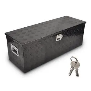 44 Inch Aluminum Truck Bed Tool Box, 5 Bar Tread Truck Tool Box with Lock&Keys, Heavy Duty Waterproof Flatbed tool box for Vans, Trailers, RVS,Trucks, Black(44"x15"x15") 44 Inch Aluminum Truck Bed Tool Box, 5 Bar Tread Truck Tool Box with Lock&Keys, Heavy Duty Waterproof Flatbed tool box for Vans, Trailers, RVS,Trucks, Black(44"x15"x15")