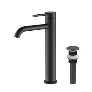 Bathroom Vessel Sink Faucet, Solid Brass Single Handle Single Hole Bathroom Faucet, High Arc Modern Vanity Faucet with Pop Up Drain, Matte Black, Rust & Corrosion Resistant Bathroom Vessel Sink Faucet, Solid Brass Single Handle Single Hole Bathroom Faucet, High Arc Modern Vanity Faucet with Pop Up Drain, Matte Black, Rust & Corrosion Resistant