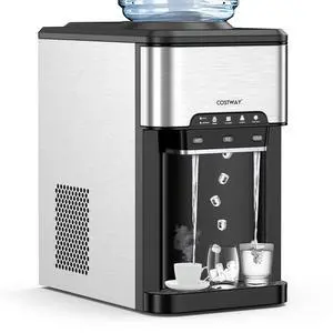 Countertop Water Dispenser with Ice Maker, 3-in-1 Portable Hot Cold Dispenser with 48LBS/24H Ice Machine, Child Safety Lock for 3-5 Gallon Bottle Countertop Water Dispenser with Ice Maker, 3-in-1 Portable Hot Cold Dispenser with 48LBS/24H Ice Machine, Child Safety Lock for 3-5 Gallon Bottle