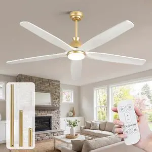 52 Inch White Gold Wood Ceiling Fan with Lights, Outdoor Fans for Patio Damp Rated, Modern 5 Blade Propeller Remote Control, High CFM Quiet DC Motor, for Indoor Living Room Exterior Porch, 3 Downrod 52 Inch White Gold Wood Ceiling Fan with Lights, Outdoor Fans for Patio Damp Rated, Modern 5 Blade Propeller Remote Control, High CFM Quiet DC Motor, for Indoor Living Room Exterior Porch, 3 Downrod