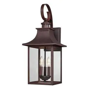 Chancellor 23.25" Outdoor Wall Lantern, 3-Light Copper Bronze Sconce with Clear Glass for Porch, Patio, or Entryway Chancellor 23.25" Outdoor Wall Lantern, 3-Light Copper Bronze Sconce with Clear Glass for Porch, Patio, or Entryway