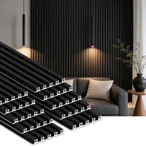 WPC Slat Wall Panels, 90.5 x 7.9 x 0.8Inches 10Pack 3D Accent Wall Paneling for Interior Home Decor Living Room, TV Background, Office, Bedroom (Matte Black) WPC Slat Wall Panels, 90.5 x 7.9 x 0.8Inches 10Pack 3D Accent Wall Paneling for Interior Home Decor Living Room, TV Background, Office, Bedroom (Matte Black)