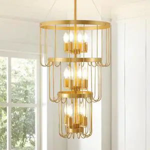 18 Inch Gold Foyer Chandelier,12 Light Lantern Tiered Pendant Light Fixtures,Modern Foyer Lighting Fixtures,Farmhouse Chandelier for Entryway,Large Chandeliers for High Ceilings,for Staircase,Entrance 18 Inch Gold Foyer Chandelier,12 Light Lantern Tiered Pendant Light Fixtures,Modern Foyer Lighting Fixtures,Farmhouse Chandelier for Entryway,Large Chandeliers for High Ceilings,for Staircase,Entrance
