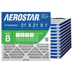 21x21x1 MERV 8 High Efficiency Pleated Air Filter, 12-Pack, Electrostatic AC Furnace HVAC Replacement, Captures Dust Pollen Pet Dander Mold Lint (20.875x20.875x0.75) 21x21x1 MERV 8 High Efficiency Pleated Air Filter, 12-Pack, Electrostatic AC Furnace HVAC Replacement, Captures Dust Pollen Pet Dander Mold Lint (20.875x20.875x0.75)