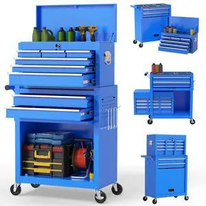8 Drawer Rolling Tool Chest, Large Capacity Rolling Tool Box with Wheels, Locking Mechanical Tool Chest, Portable Tool Box with Sliding Drawers for Garage Workshop and Tool Room (Blue) 8 Drawer Rolling Tool Chest, Large Capacity Rolling Tool Box with Wheels, Locking Mechanical Tool Chest, Portable Tool Box with Sliding Drawers for Garage Workshop and Tool Room (Blue)