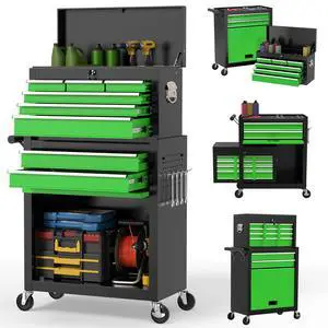 8 Drawer Rolling Tool Chest, Large Capacity Rolling Tool Box with Wheels, Locking Mechanical Tool Chest, Portable Tool Box with Sliding Drawers for Garage Workshop and Tool Room (Black Green) 8 Drawer Rolling Tool Chest, Large Capacity Rolling Tool Box with Wheels, Locking Mechanical Tool Chest, Portable Tool Box with Sliding Drawers for Garage Workshop and Tool Room (Black Green)