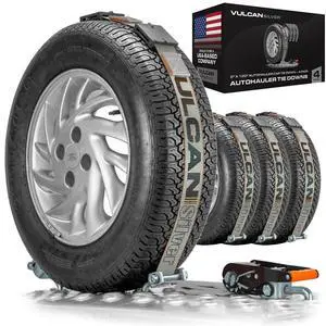Autohauler Car Tie Down - Rolling Idler 3-Cleat - 120 Inch - 4 Pack - Silver Series - 3,300 Pound Safe Working Load Autohauler Car Tie Down - Rolling Idler 3-Cleat - 120 Inch - 4 Pack - Silver Series - 3,300 Pound Safe Working Load